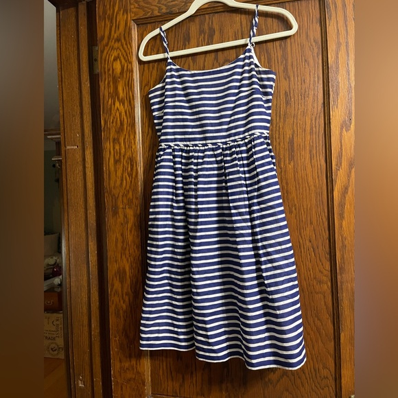 J. Crew Linen Dress in Blue and White Stripes - Picture 1 of 3